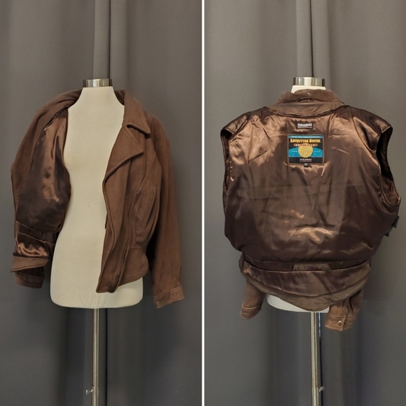 Vintage 90s y2k Adventure Bound Aviator Bomber Brown Nubuck Suede Leather Jacket - Picture 2 of 6
